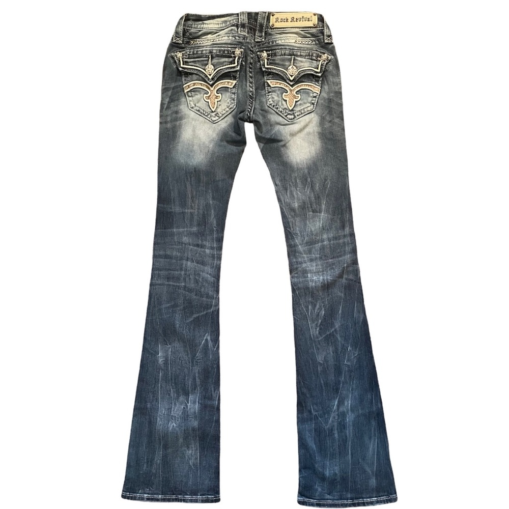 Rock Revival Women's Distressed Dark-to-Light Blue Bootcut Jeans
